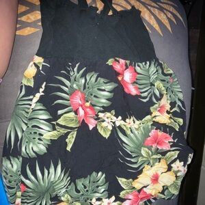 Target Kids Casual Dress - Black with Tropical Floral